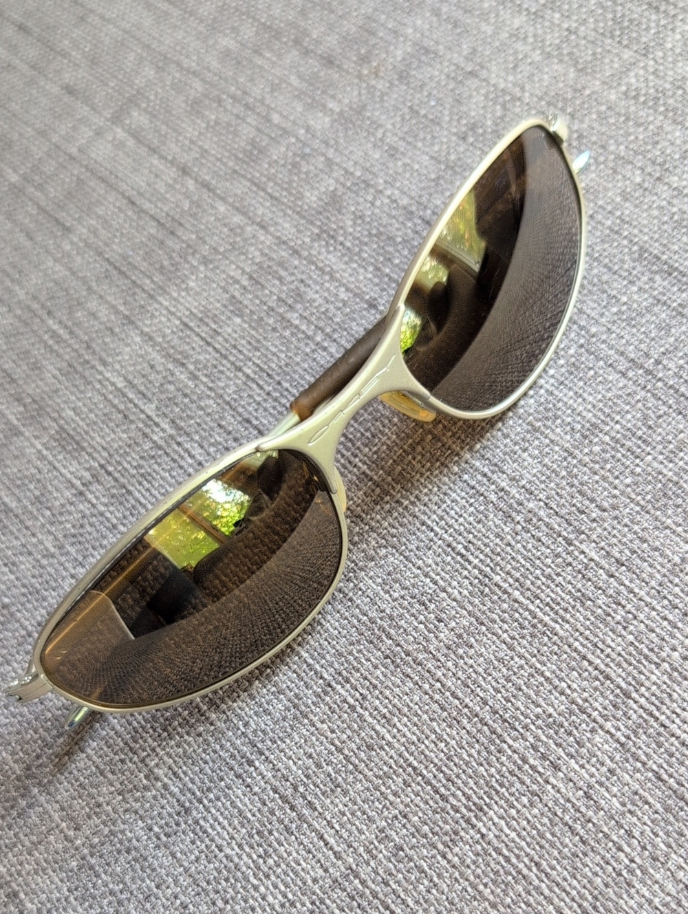 Vintage Oakley Men's Silver Polarized Sunglasses - Brown Lenses